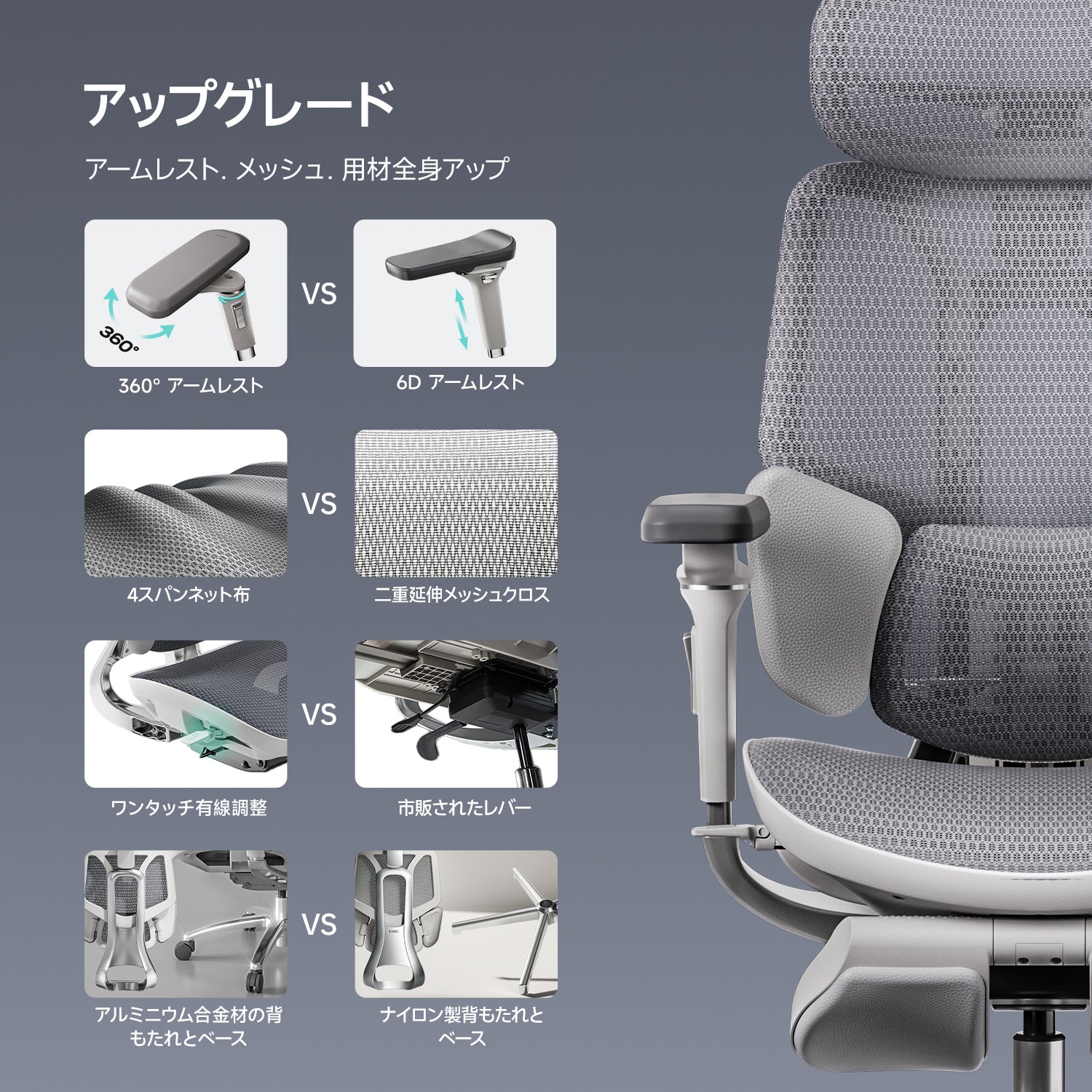 HBADA E3 Ultra 人間工学オフィスチェア(フットレスト付き)